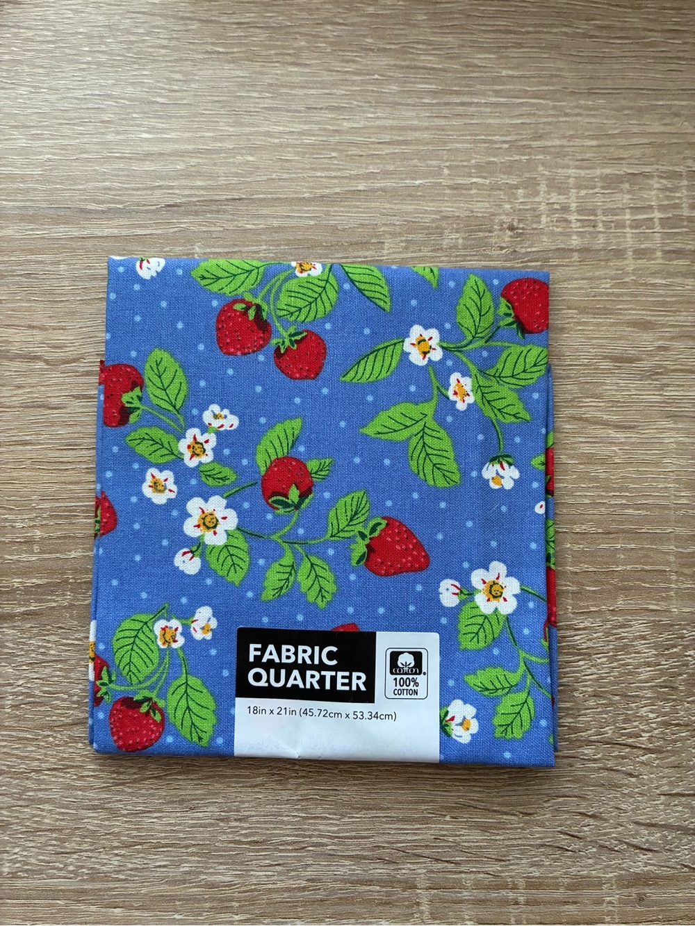 Fat Quarter of Strawberry Print Fabric - Quilting Cotton